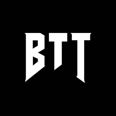 Teknoloji şirketi için BTT mektup logosu tasarımı. BTT logo tasarımı siyah ve beyaz renk kombinasyonu. BTT logosu, BTT vektörü, BTT dizaynı, BTT simgesi, BTT alfabesi. BTT tipografi logosu tasarımı.