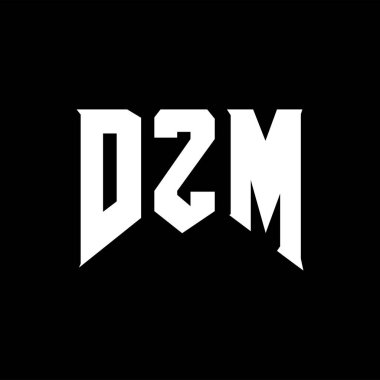 Teknoloji şirketi için DZM mektup logosu tasarımı. DZM logo tasarımı siyah beyaz renk kombinasyonu. DZM logosu, DZM vektörü, DZM tasarımı, DZM simgesi, DZM alfabesi. DZM tipografi logosu tasarımı.
