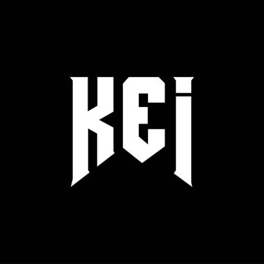 Teknoloji şirketi için KEI harf logosu tasarımı. KEI logo tasarımı siyah ve beyaz renk kombinasyonu. KEI logosu, KEI vektörü, KEI tasarımı, KEI simgesi, KEI alfabesi. KEI tipografi logosu tasarımı.