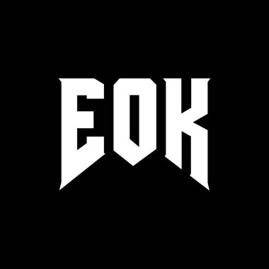 Teknoloji şirketi için EOK mektup logosu tasarımı. EOK logo tasarımı siyah ve beyaz renk kombinasyonu. EOK logosu, EOK vektörü, EOK tasarımı, EOK simgesi, EOK alfabesi. EOK tipografi logosu tasarımı.