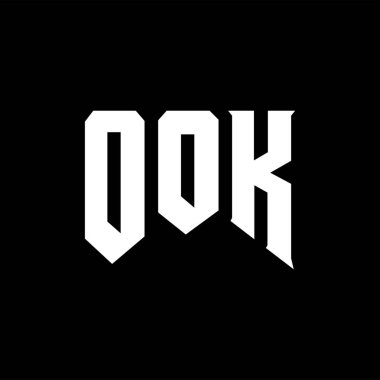 Teknoloji şirketi için mektup logosu tasarımı. Tamam logo tasarımı siyah ve beyaz renk kombinasyonu. OOK logosu, OOK vektörü, OOK tasarımı, OOK simgesi, OOK alfabesi. Tamam tipografi logosu tasarımı.