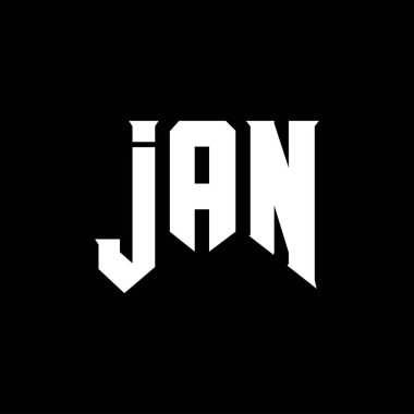 Teknoloji şirketi için JAN mektup logosu tasarımı. JAN logo tasarımı siyah ve beyaz renk kombinasyonu. JAN logosu, JAN vektörü, JAN tasarımı, JAN simgesi, JAN alfabesi. JAN tipografi logosu tasarımı.