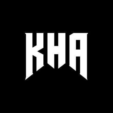 Teknoloji şirketi için KHA mektup logosu tasarımı. KHA logo tasarımı siyah ve beyaz renk kombinasyonu. KHA logosu, KHA vektörü, KHA tasarımı, KHA simgesi, KHA alfabesi. KHA tipografi logosu tasarımı.