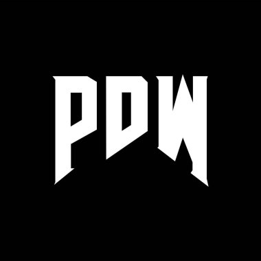 Teknoloji şirketi için PDW harf logosu tasarımı. PDW logo tasarımı siyah ve beyaz renk kombinasyonu. PDW logosu, PDW vektörü, PDW tasarımı, PDW simgesi, PDW alfabesi. PDW tipografi logosu tasarımı.