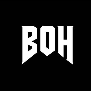 Teknoloji şirketi için BOH mektup logosu tasarımı. BOH logosu siyah ve beyaz renk kombinasyonu tasarladı. BOH logosu, BOH vektörü, BOH dizaynı, BOH simgesi, BOH alfabesi. BOH tipografi logo tasarımı.