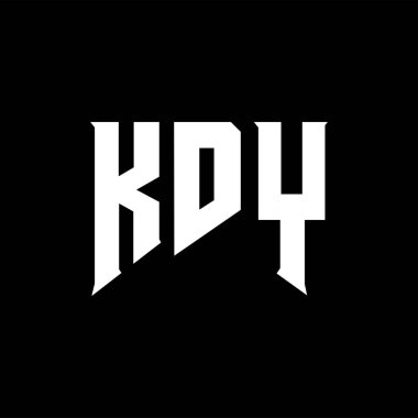 Teknoloji şirketi için KDY mektup logosu tasarımı. KDY logo tasarımı siyah ve beyaz renk kombinasyonu. KDY logosu, KDY vektörü, KDY tasarımı, KDY simgesi, KDY alfabesi. KDY tipografi logosu tasarımı.