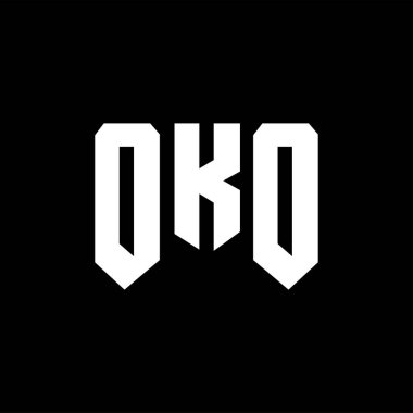 Teknoloji şirketi için OKO harf logosu tasarımı. OKO logo tasarımı siyah ve beyaz renk kombinasyonu. OKO logosu, OKO vektörü, OKO tasarımı, OKO simgesi, OKO alfabesi. OKO tipografi logosu tasarımı.