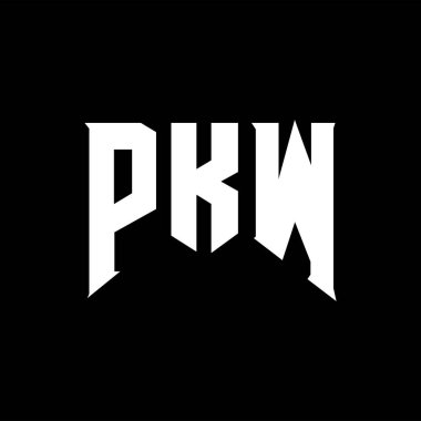 Teknoloji şirketi için PKW harf logosu tasarımı. PKW logo tasarımı siyah ve beyaz renk kombinasyonu. PKW logosu, PKW vektörü, PKW tasarımı, PKW simgesi, PKW alfabesi. PKW tipografi logosu tasarımı.