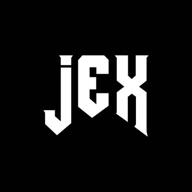 Teknoloji şirketi için JEX mektup logosu tasarımı. JEX logo tasarımı siyah ve beyaz renk kombinasyonu. JEX logosu, JEX vektörü, JEX tasarımı, JEX simgesi, JEX alfabesi. JEX tipografi logosu tasarımı.