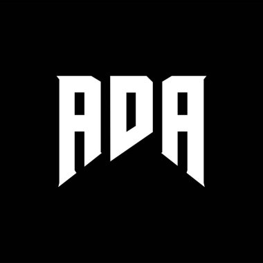 Teknoloji şirketi için ADA mektup logosu tasarımı. ADA logo tasarımı siyah-beyaz renk kombinasyonu. ADA logosu, ADA vektörü, ADA tasarımı, ADA simgesi, ADA alfabesi. ADA tipografi logosu tasarımı.
