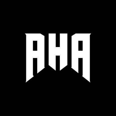 Teknoloji şirketi için AHA mektup logosu tasarımı. AHA logo tasarımı siyah-beyaz renk kombinasyonu. AHA logosu, AHA vektörü, AHA dizaynı, AHA simgesi, AHA alfabesi. AHA tipografi logosu tasarımı.