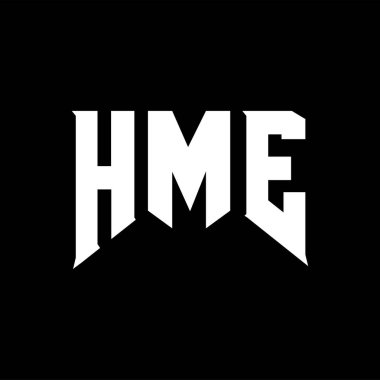 Teknoloji şirketi için HME mektup logosu tasarımı. HME logosu siyah ve beyaz renk kombinasyonu tasarladı. HME logosu, HME vektörü, HME tasarımı, HME simgesi, HME alfabesi. HME tipografi logosu tasarımı.