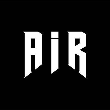 Teknoloji şirketi için AIR mektup logosu tasarımı. Havalandırma logosu siyah-beyaz renk kombinasyonu. Hava logosu, hava vektörü, hava tasarımı, hava ikonu, hava alfabesi. Hava Typography logo tasarımı.