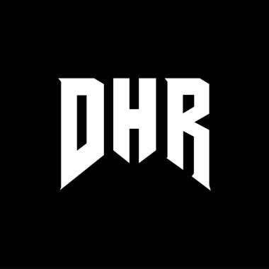 Teknoloji şirketi için DHR harf logosu tasarımı. DHR logosu siyah-beyaz renk kombinasyonu tasarladı. DHR logosu, DHR vektörü, DHR tasarımı, DHR simgesi, DHR alfabesi. DHR tipografi logosu tasarımı.