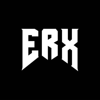 Teknoloji şirketi için ERX harf logosu tasarımı. ERX logo tasarımı siyah ve beyaz renk kombinasyonu. ERX logosu, ERX vektörü, ERX dizaynı, ERX simgesi, ERX alfabesi. ERX tipografi logosu tasarımı.