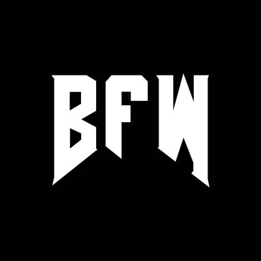 Teknoloji şirketi için BFW harf logosu tasarımı. BFW logo tasarımı siyah ve beyaz renk kombinasyonu. BFW logosu, BFW vektörü, BFW tasarımı, BFW simgesi, BFW alfabesi. BFW tipografi logo tasarımı.