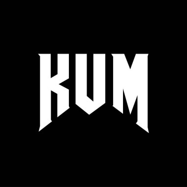 Teknoloji şirketi için KUM harf logosu tasarımı. KUM logo tasarımı siyah ve beyaz renk kombinasyonu. KUM logosu, KUM vektörü, KUM tasarımı, KUM simgesi, KUM alfabesi. KUM tipografi logosu tasarımı.