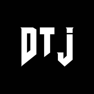 Teknoloji şirketi için DTJ mektup logosu tasarımı. DTJ logo tasarımı siyah ve beyaz renk kombinasyonu. DTJ logosu, DTJ vektörü, DTJ tasarımı, DTJ simgesi, DTJ alfabesi. DTJ tipografi logosu tasarımı.
