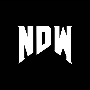 Teknoloji şirketi için NDW mektup logosu tasarımı. NDW logo tasarımı siyah ve beyaz renk kombinasyonu. NDW logosu, NDW vektörü, NDW tasarımı, NDW simgesi, NDW alfabesi. NDW tipografi logosu tasarımı.
