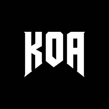 Teknoloji şirketi için KOA mektup logosu tasarımı. KOA logo tasarımı siyah ve beyaz renk kombinasyonu. KOA logosu, KOA vektörü, KOA tasarımı, KOA simgesi, KOA alfabesi. KOA tipografi logosu tasarımı.