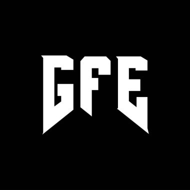 Teknoloji şirketi için GFE harf logosu tasarımı. GFE logo tasarımı siyah ve beyaz renk kombinasyonu. GFE logosu, GFE vektörü, GFE tasarımı, GFE simgesi, GFE alfabesi. GFE tipografi logosu tasarımı.
