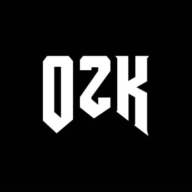 Teknoloji şirketi için OZK mektup logosu tasarımı. OZK logo tasarımı siyah-beyaz renk kombinasyonu. OZK logosu, OZK vektörü, OZK tasarımı, OZK simgesi, OZK alfabesi. OZK tipografi logosu tasarımı.