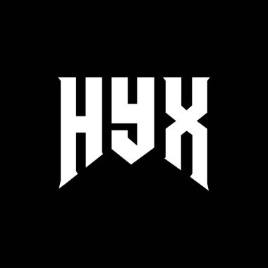 Teknoloji şirketi için HYX harf logosu tasarımı. HYX logo tasarımı siyah ve beyaz renk kombinasyonu. HYX logosu, HYX vektörü, HYX tasarımı, HYX simgesi, HYX alfabesi. HYX tipografi logosu tasarımı.
