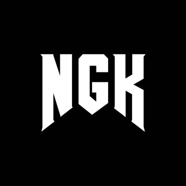 Teknoloji şirketi için NGK mektup logosu tasarımı. NGK logo tasarımı siyah ve beyaz renk kombinasyonu. NGK logosu, NGK vektörü, NGK tasarımı, NGK simgesi, NGK alfabesi. NGK tipografi logosu tasarımı.