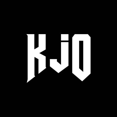 Teknoloji şirketi için KJO harf logosu tasarımı. KJO logo tasarımı siyah ve beyaz renk kombinasyonu. KJO logosu, KJO vektörü, KJO tasarımı, KJO simgesi, KJO alfabesi. KJO tipografi logosu tasarımı.