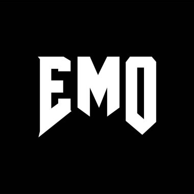 Teknoloji şirketi için EMO mektup logosu tasarımı. EMO logo tasarımı siyah ve beyaz renk kombinasyonu. EMO logosu, EMO vektörü, EMO tasarımı, EMO simgesi, EMO alfabesi. EMO tipografi logosu tasarımı.