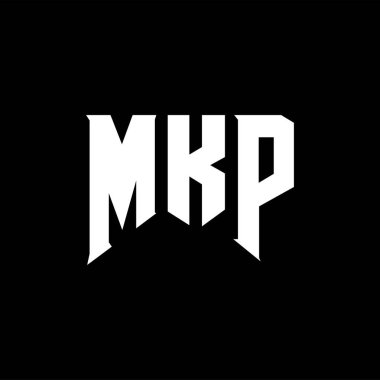 Teknoloji şirketi için MKP harf logosu tasarımı. MKP logo tasarımı siyah ve beyaz renk kombinasyonu. MKP logosu, MKP vektörü, MKP tasarımı, MKP simgesi, MKP alfabesi. MKP tipografi logosu tasarımı.