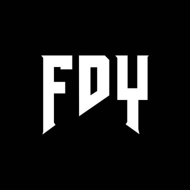 Teknoloji şirketi için FDY mektup logosu tasarımı. FDY logo tasarımı siyah ve beyaz renk kombinasyonu. FDY logosu, FDY vektörü, FDY tasarımı, FDY simgesi, FDY alfabesi. FDY tipografi logosu tasarımı.