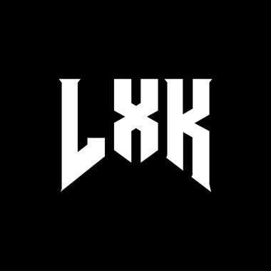 Teknoloji şirketi için LXK harf logosu tasarımı. LXK logo tasarımı siyah ve beyaz renk kombinasyonu. LXK logosu, LXK vektörü, LXK tasarımı, LXK simgesi, LXK alfabesi. LXK tipografi logosu tasarımı.