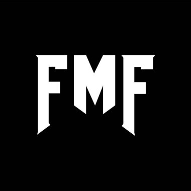 Teknoloji şirketi için FMF mektup logosu tasarımı. FMF logo tasarımı siyah ve beyaz renk kombinasyonu. FMF logosu, FMF vektörü, FMF tasarımı, FMF simgesi, FMF alfabesi. FMF tipografi logosu tasarımı.