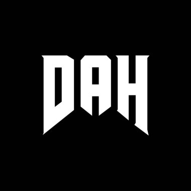 Teknoloji şirketi için DAH mektup logosu tasarımı. DAH logosu siyah ve beyaz renk kombinasyonu tasarladı. DAH logosu, DAH vektörü, DAH tasarımı, DAH simgesi, DAH alfabesi. DAH tipografi logo tasarımı.