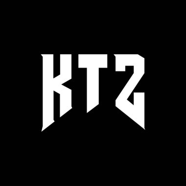 Teknoloji şirketi için KTZ harf logosu tasarımı. KTZ logo tasarımı siyah ve beyaz renk kombinasyonu. KTZ logosu, KTZ vektörü, KTZ tasarımı, KTZ simgesi, KTZ alfabesi. KTZ tipografi logosu tasarımı.