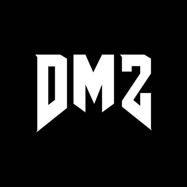 Teknoloji şirketi için DMZ harf logosu tasarımı. DMZ logo tasarımı siyah ve beyaz renk kombinasyonu. DMZ logosu, DMZ vektörü, DMZ tasarımı, DMZ simgesi, DMZ alfabesi. DMZ tipografi logosu tasarımı.