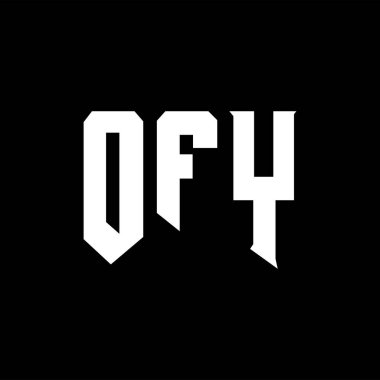 Teknoloji şirketi için OFY mektup logosu tasarımı. OFY logo tasarımı siyah ve beyaz renk kombinasyonu. OFY logosu, OFY vektörü, OFY tasarımı, OFY simgesi, OFY alfabesi. OFY tipografi logosu tasarımı.
