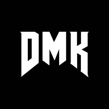 Teknoloji şirketi için DMK mektup logosu tasarımı. DMK logo tasarımı siyah-beyaz renk kombinasyonu. DMK logosu, DMK vektörü, DMK tasarımı, DMK simgesi, DMK alfabesi. DMK tipografi logosu tasarımı.