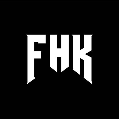 Teknoloji şirketi için FHK mektup logosu tasarımı. FHK logo tasarımı siyah-beyaz renk kombinasyonu. FHK logosu, FHK vektörü, FHK tasarımı, FHK simgesi, FHK alfabesi. FHK tipografi logosu tasarımı.