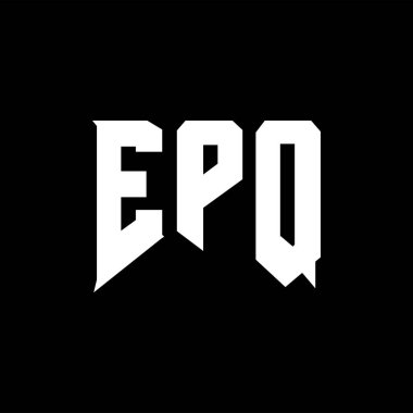 Teknoloji şirketi için EPQ harf logosu tasarımı. EPQ logo tasarımı siyah ve beyaz renk kombinasyonu. EPQ logosu, EPQ vektörü, EPQ tasarımı, EPQ simgesi, EPQ alfabesi. EPQ tipografi logosu tasarımı.