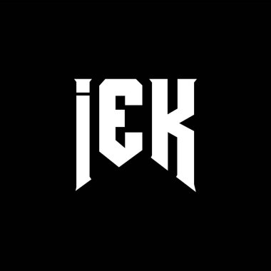 Teknoloji şirketi için IEK mektup logosu tasarımı. IEK logo tasarımı siyah-beyaz renk kombinasyonu. IEK logosu, IEK vektörü, IEK tasarımı, IEK simgesi, IEK alfabesi. IEK tipografi logosu tasarımı.