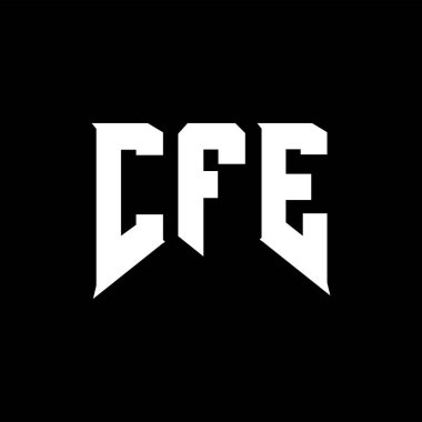 Teknoloji şirketi için CFE mektup logosu tasarımı. CFE logo tasarımı siyah ve beyaz renk kombinasyonu. CFE logosu, CFE vektörü, CFE tasarımı, CFE simgesi, CFE alfabesi. CFE tipografi logosu tasarımı.