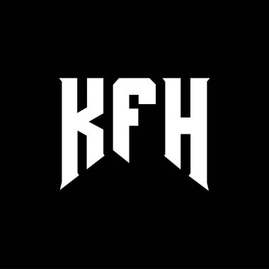 Teknoloji şirketi için KFH mektup logosu tasarımı. KFH logosu siyah ve beyaz renk kombinasyonu tasarladı. KFH logosu, KFH vektörü, KFH tasarımı, KFH simgesi, KFH alfabesi. KFH tipografi logosu tasarımı.