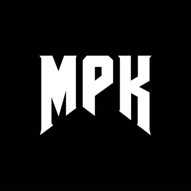 Teknoloji şirketi için MPK mektup logosu tasarımı. MPK logo tasarımı siyah ve beyaz renk kombinasyonu. MPK logosu, MPK vektörü, MPK tasarımı, MPK simgesi, MPK alfabesi. MPK tipografi logosu tasarımı.