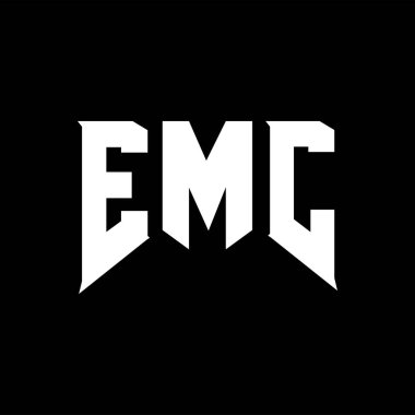 Teknoloji şirketi için EMC mektup logosu tasarımı. EMC logo tasarımı siyah ve beyaz renk kombinasyonu. EMC logosu, EMC vektörü, EMC tasarımı, EMC simgesi, EMC alfabesi. EMC tipografi logosu tasarımı.