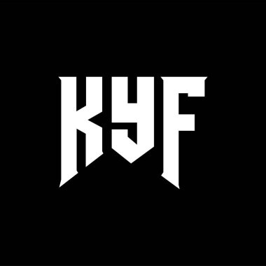 Teknoloji şirketi için KYF mektup logosu tasarımı. KYF logo tasarımı siyah ve beyaz renk kombinasyonu. KYF logosu, KYF vektörü, KYF tasarımı, KYF simgesi, KYF alfabesi. KYF tipografi logosu tasarımı.