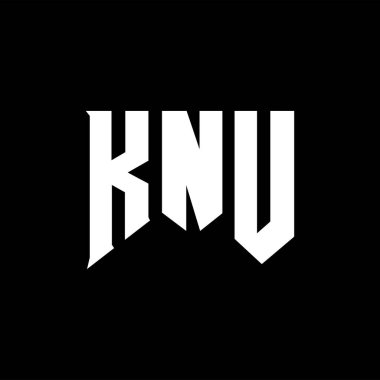 KNU letter logo design for technology company. KNU logo design black and white color combination. KNU logo, KNU vector, KNU design, KNU icon, KNU alphabet. KNU typography logo design. clipart