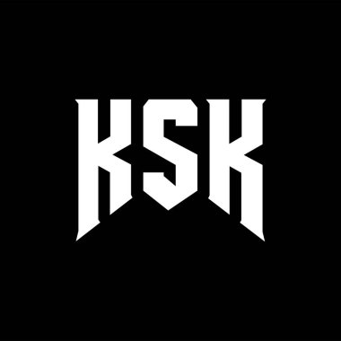 Teknoloji şirketi için KSK harf logosu tasarımı. KSK logo tasarımı siyah ve beyaz renk kombinasyonu. KSK logosu, KSK vektörü, KSK tasarımı, KSK simgesi, KSK alfabesi. KSK tipografi logosu tasarımı.