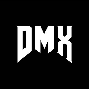 Teknoloji şirketi için DMX mektup logosu tasarımı. DMX logo tasarımı siyah ve beyaz renk kombinasyonu. DMX logosu, DMX vektörü, DMX tasarımı, DMX simgesi, DMX alfabesi. DMX tipografi logosu tasarımı.